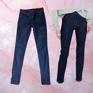 2 For $20 - Uniqlo High Waist Stretch Skinny Jeans Dark Denim 28x32